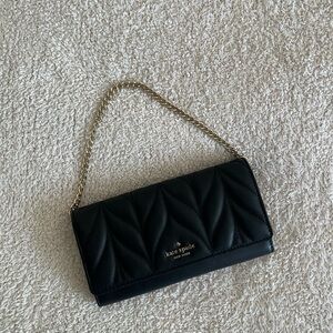 Kate Spade Black Quilted Chain Bag Clutch Wallet